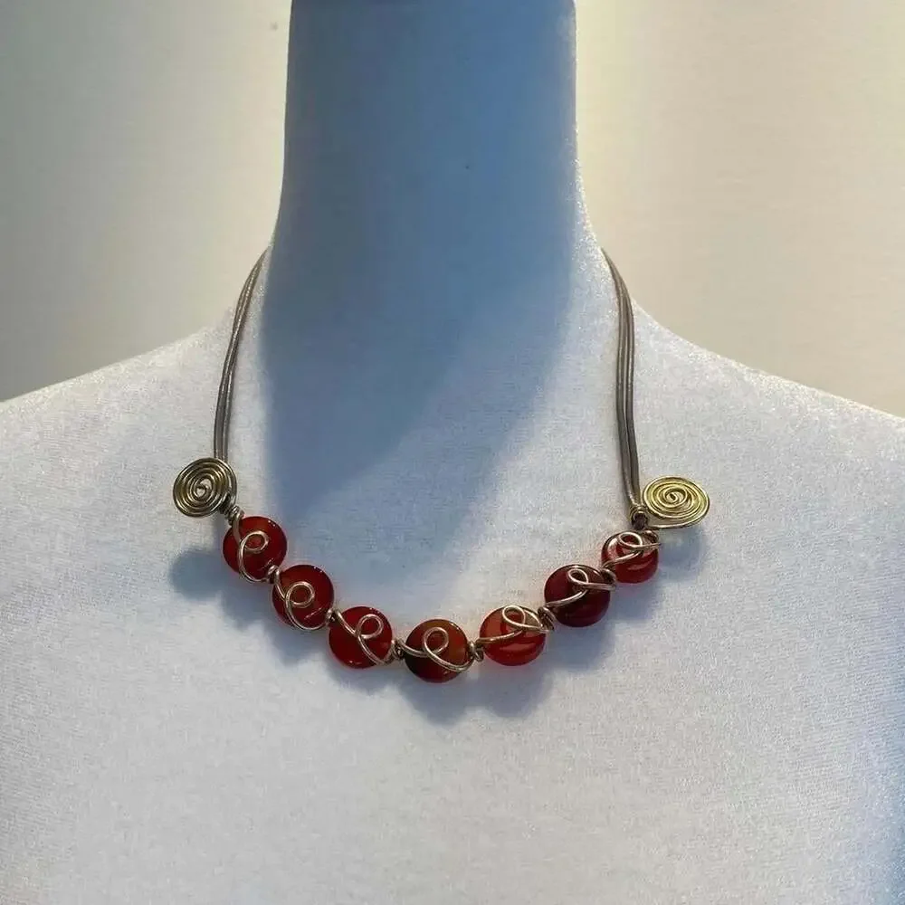 Artisan Wire Wrapped Red Bead Abfa